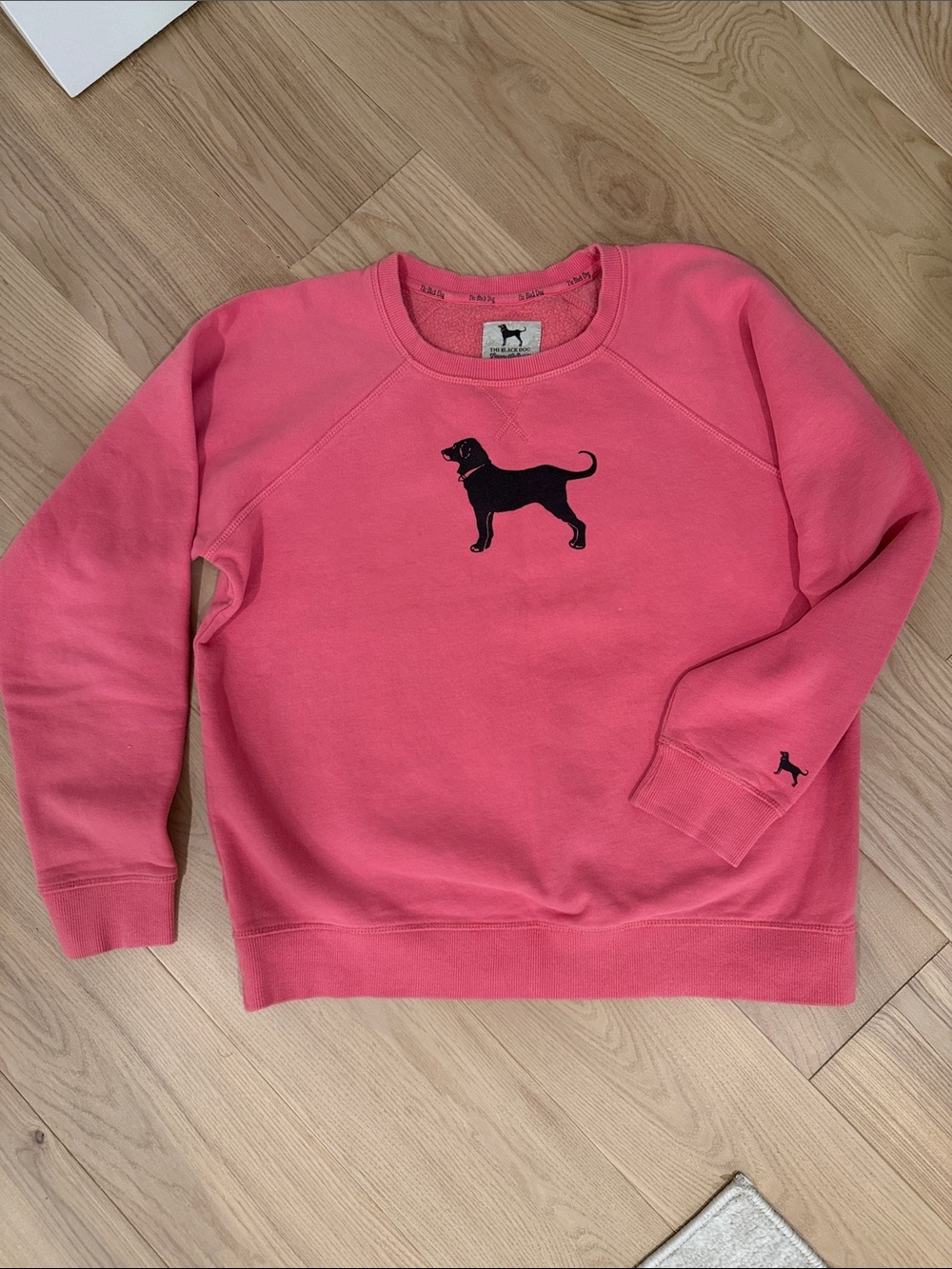 The Black Dog Faded Nantucket Red Crewneck Sweatshirt with Black Dog Logo Small